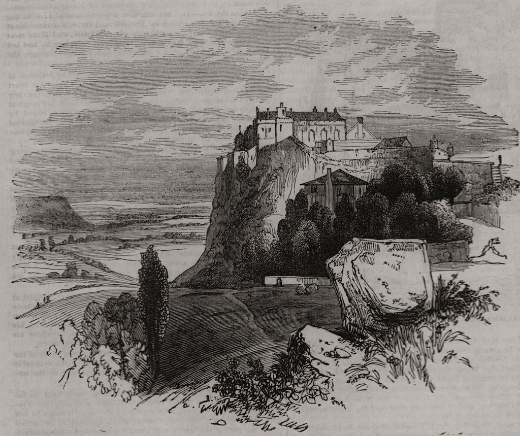 Stirling Castle from the Ladies' Rock. Scotland 1842 old antique print picture